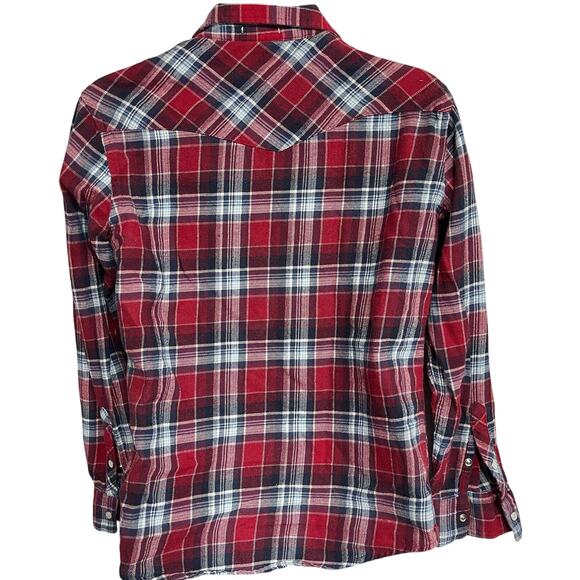 Levis Western Shirt Mens Size S Red Plaid Pearl Snap Button Long Sleeves Cotton - Picture 3 of 6